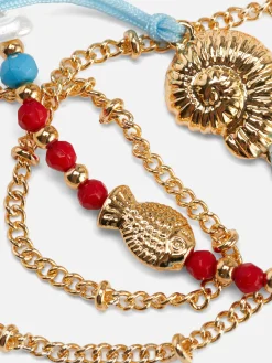 Bijoux|Primark Lot De 3 Chaînes De Cheville à Breloques Coquillage Bleu