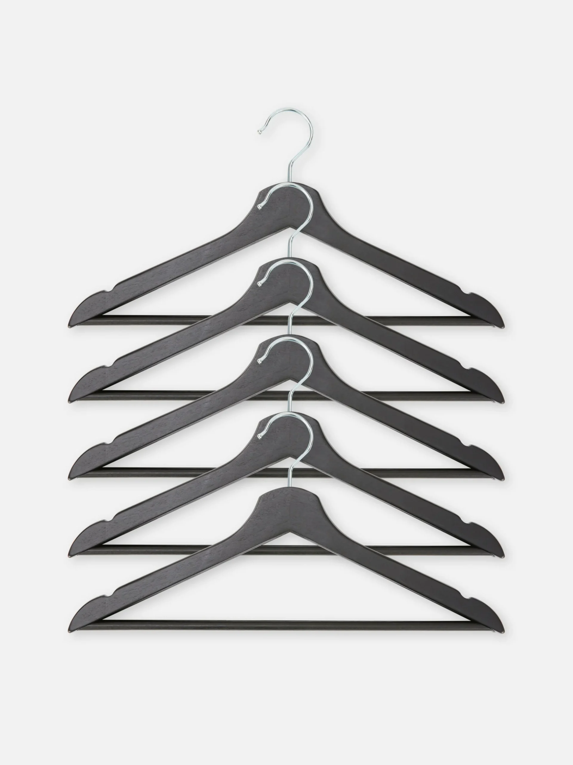 Solutions De Rangement Murales Et Cintres|Primark Lot De 5 Cintres En Bois Noir