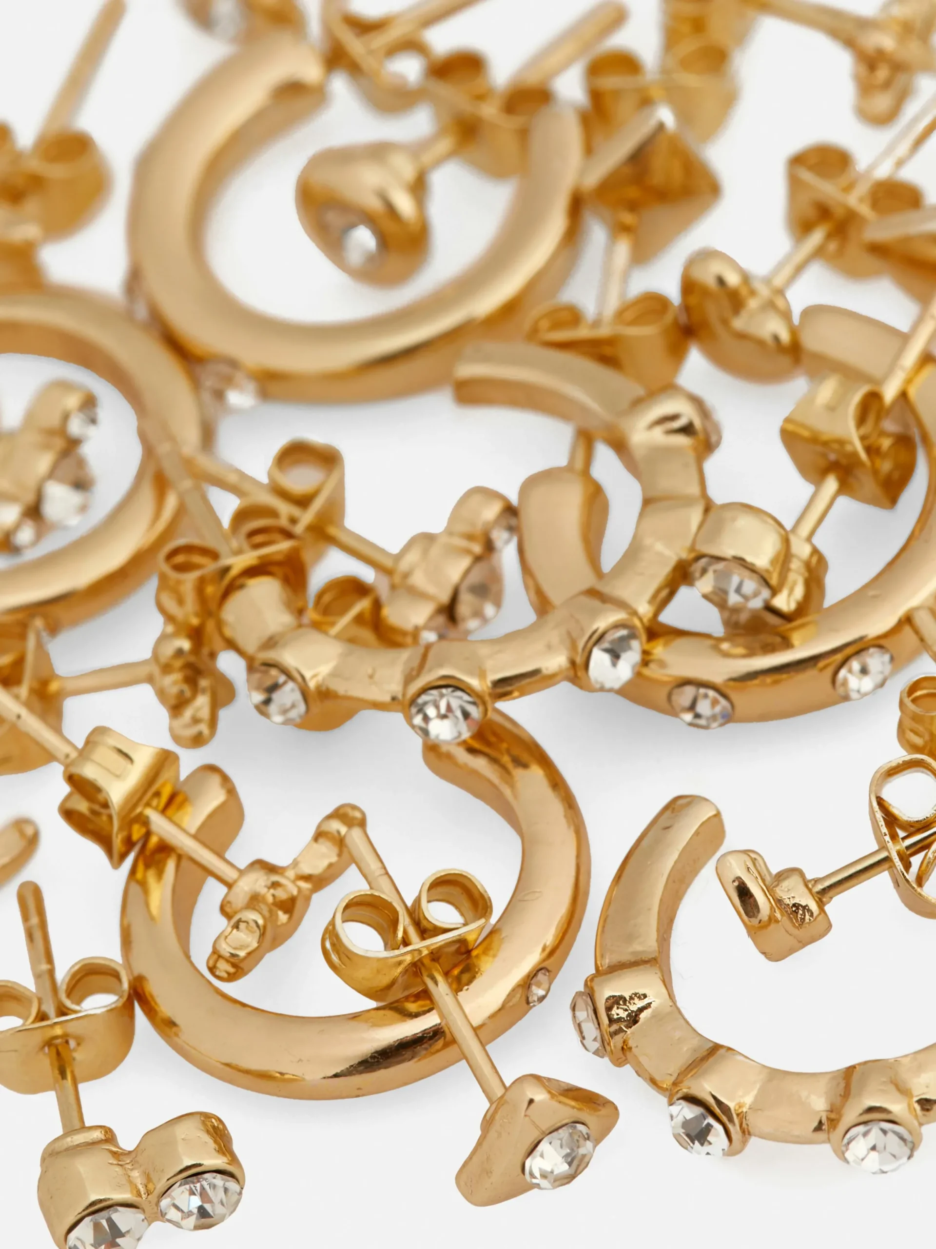 Bijoux|Primark Lot De 15 Clous D'oreilles Et Créoles Variés Jaune
