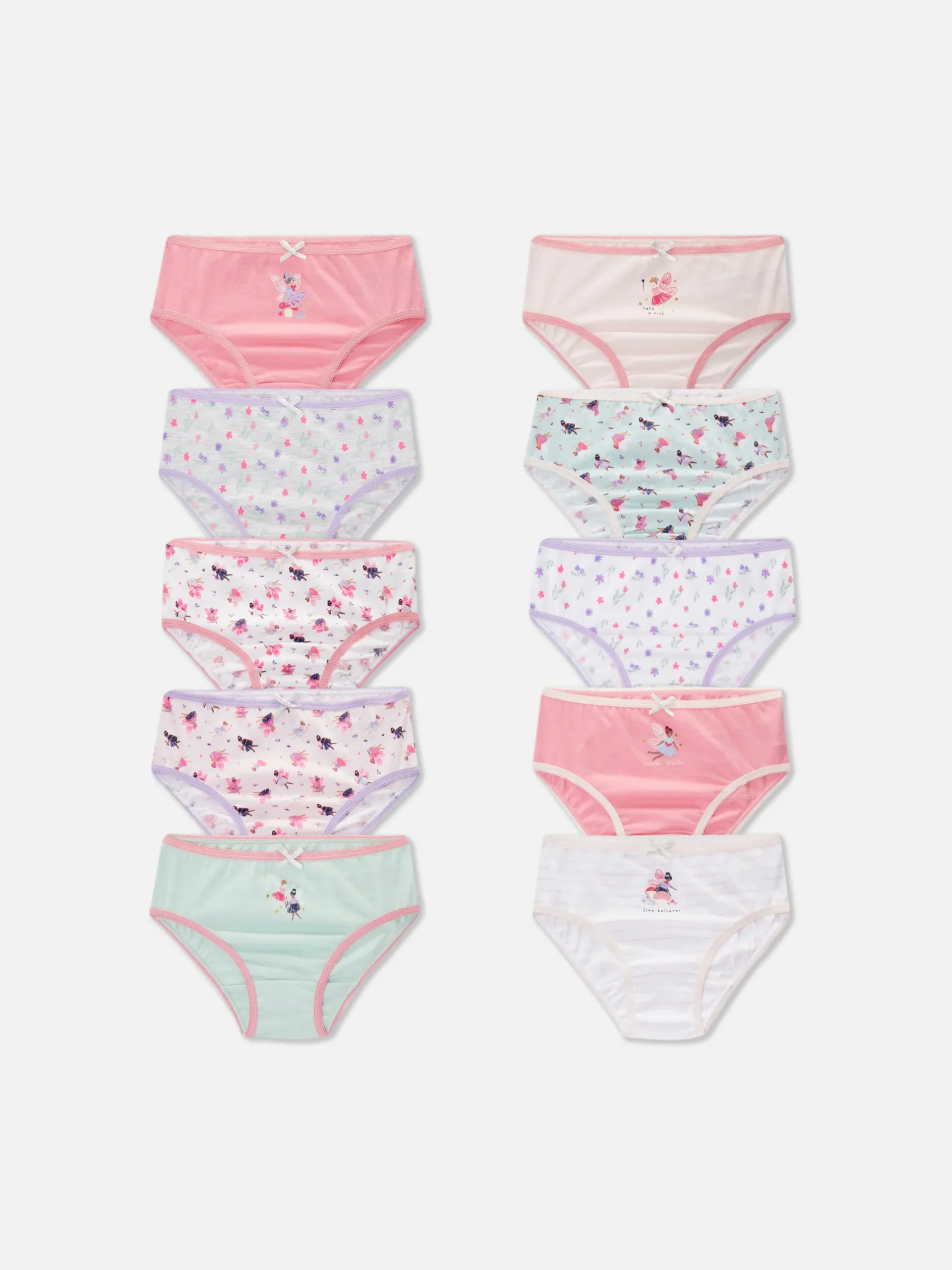 Sous-Vêtement|Primark Lot De 10 Culottes à Motif Fées Multicolore
