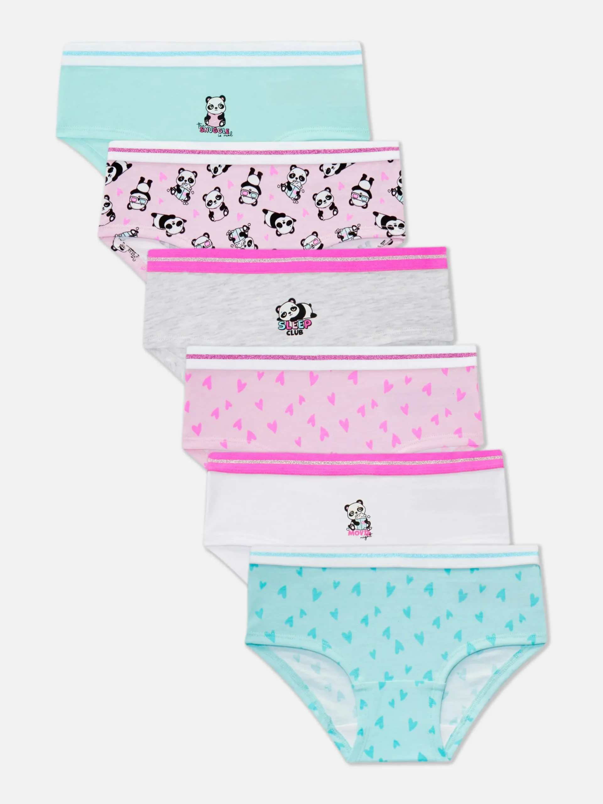 Sous-Vêtement|Primark Lot De 6 Culottes à Motif Panda Multicolore