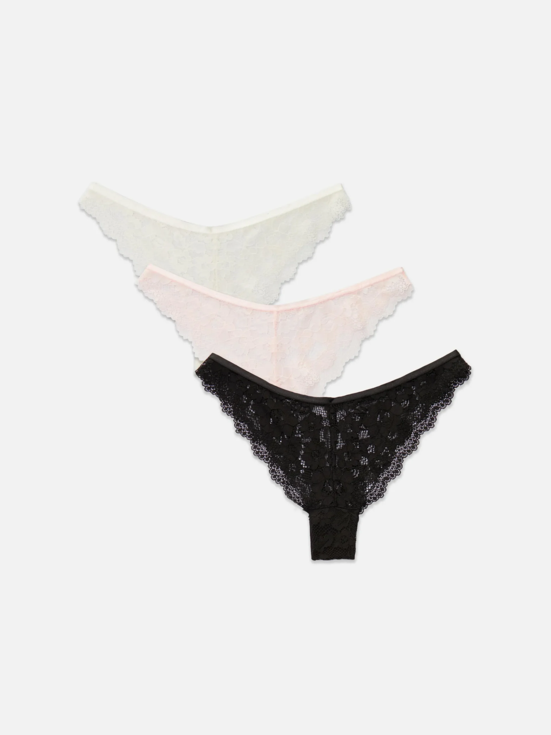 Culotte|Primark Lot De 3 Culottes Brésiliennes En Dentelle Noir