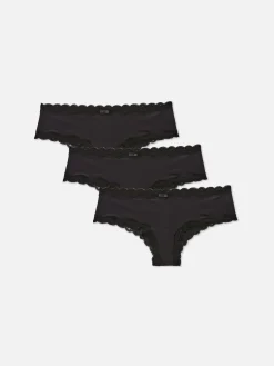 Culotte|Primark Lot De 3 Culottes En Microfibre Et En Dentelle Noir