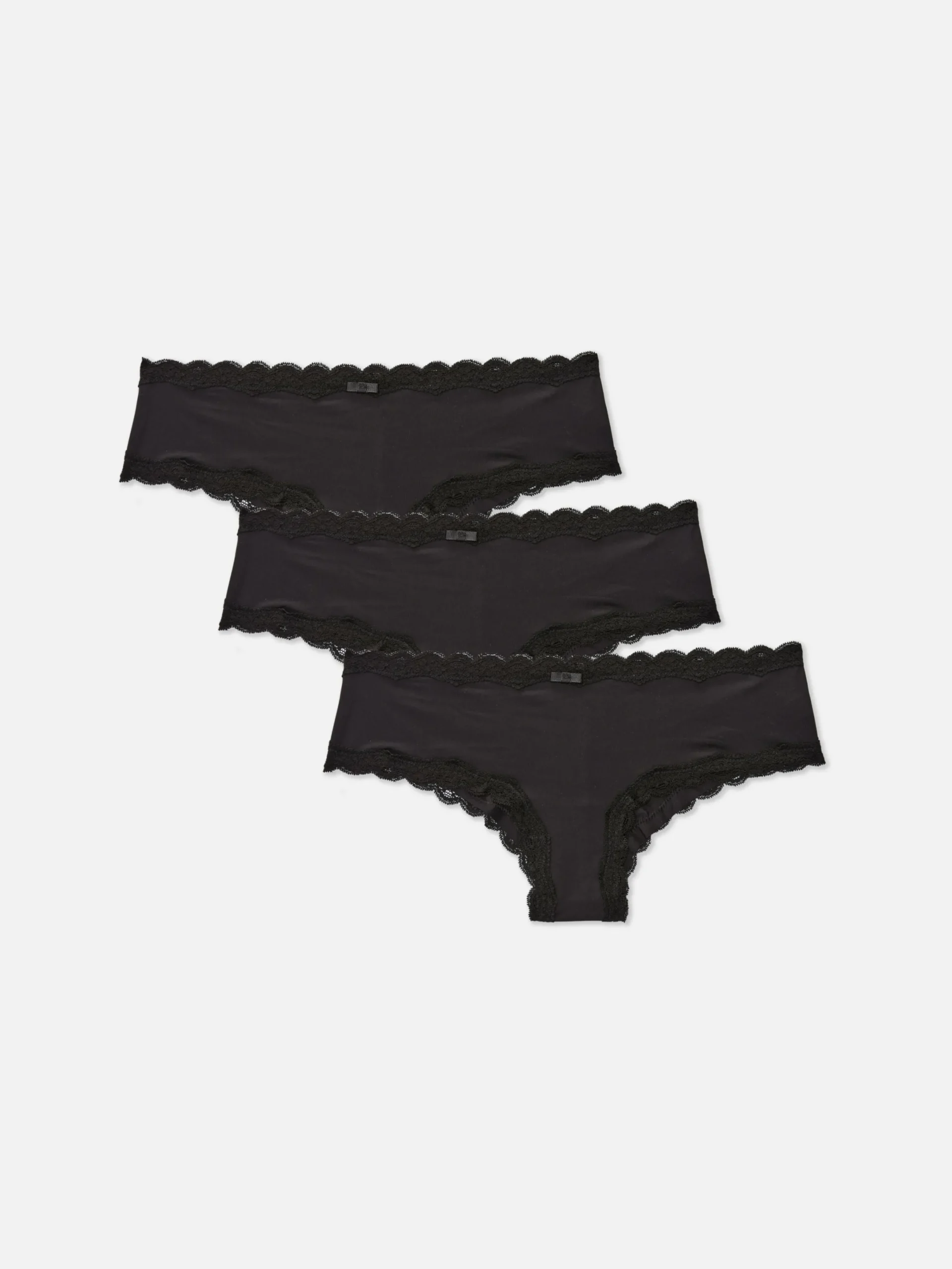 Culotte|Primark Lot De 3 Culottes En Microfibre Et En Dentelle Noir