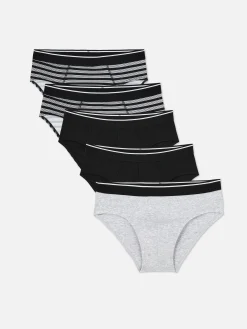 Sous-Vêtements|Primark Lot De 5 Culottes En Mélange De Coton Gris