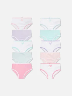 Sous-Vêtement|Primark Lot De 10 Culottes Graphiques à Motif Cœur Multicolore