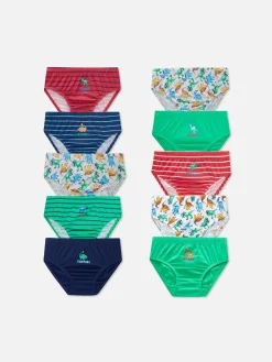 Sous-Vêtement|Primark Lot De 10 Culottes Graphiques à Motifs Dinosaures Multicolore