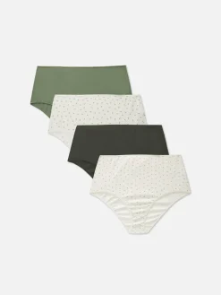 Culotte|Primark Lot De 4 Culottes Hautes Pour Tous Les Jours Vert