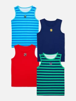 Sous-Vêtement|Primark Lot De 4 Débardeurs Graphiques Monstre Multicolore