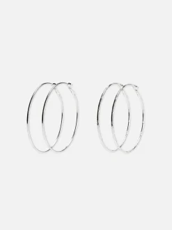 Bijoux|Primark Lot De 2 Grandes Paires De Créoles Blanc