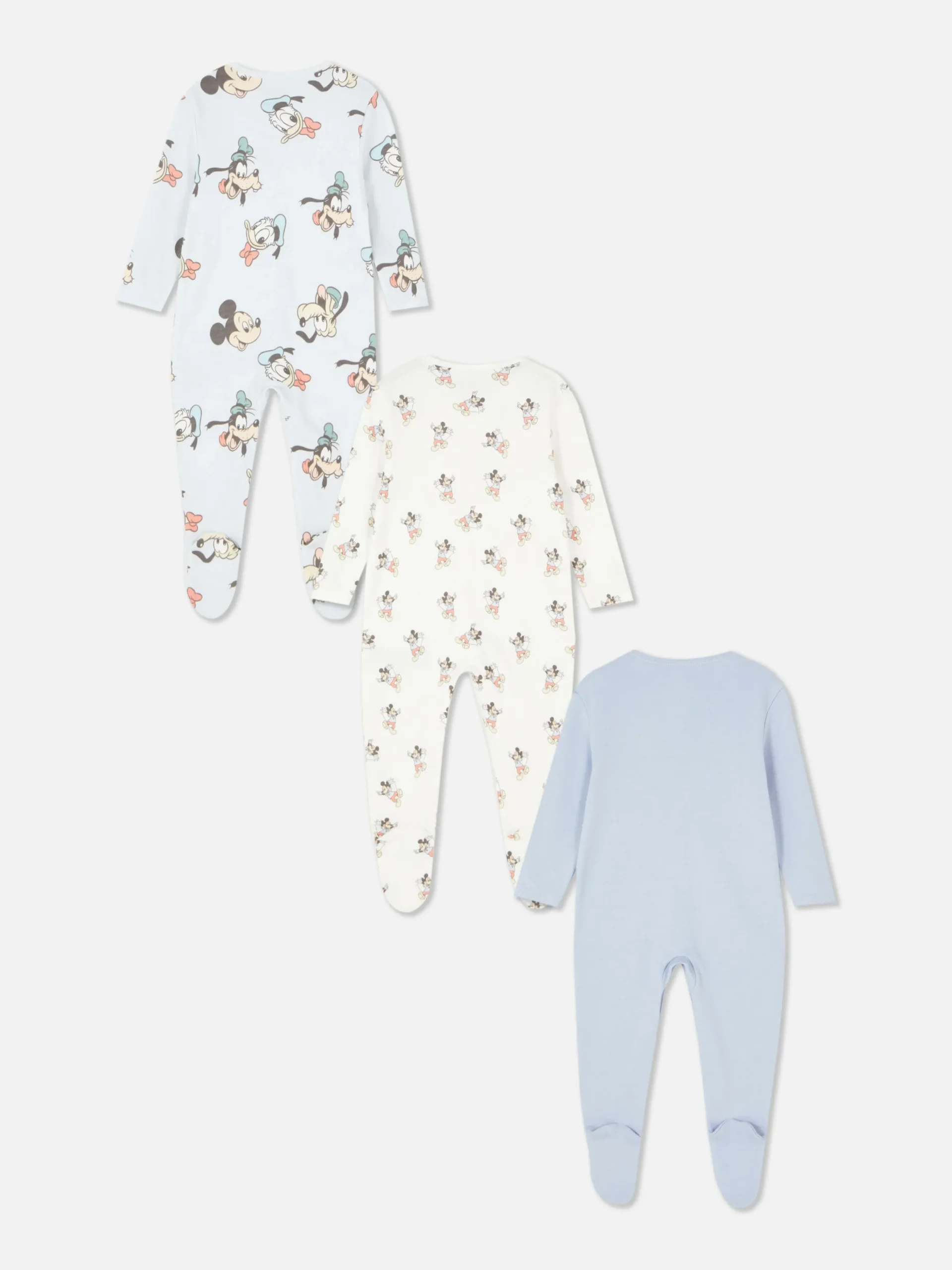Grenouillères Et Gigoteuses|Primark Lot De 3 Grenouillères Disney Mickey Mouse Et Ses Amis Bleu