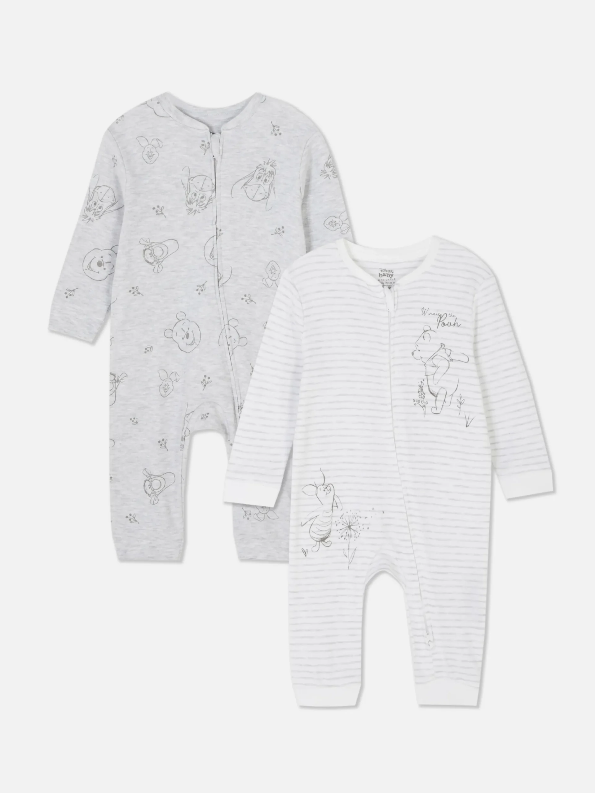 Grenouillères Et Gigoteuses|Primark Lot De 2 Grenouillères Disney Winnie L'ourson Blanc