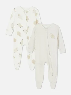 Grenouillères Et Gigoteuses|Primark Lot De 2 Grenouillères Zippées à Motif Mouton Écru