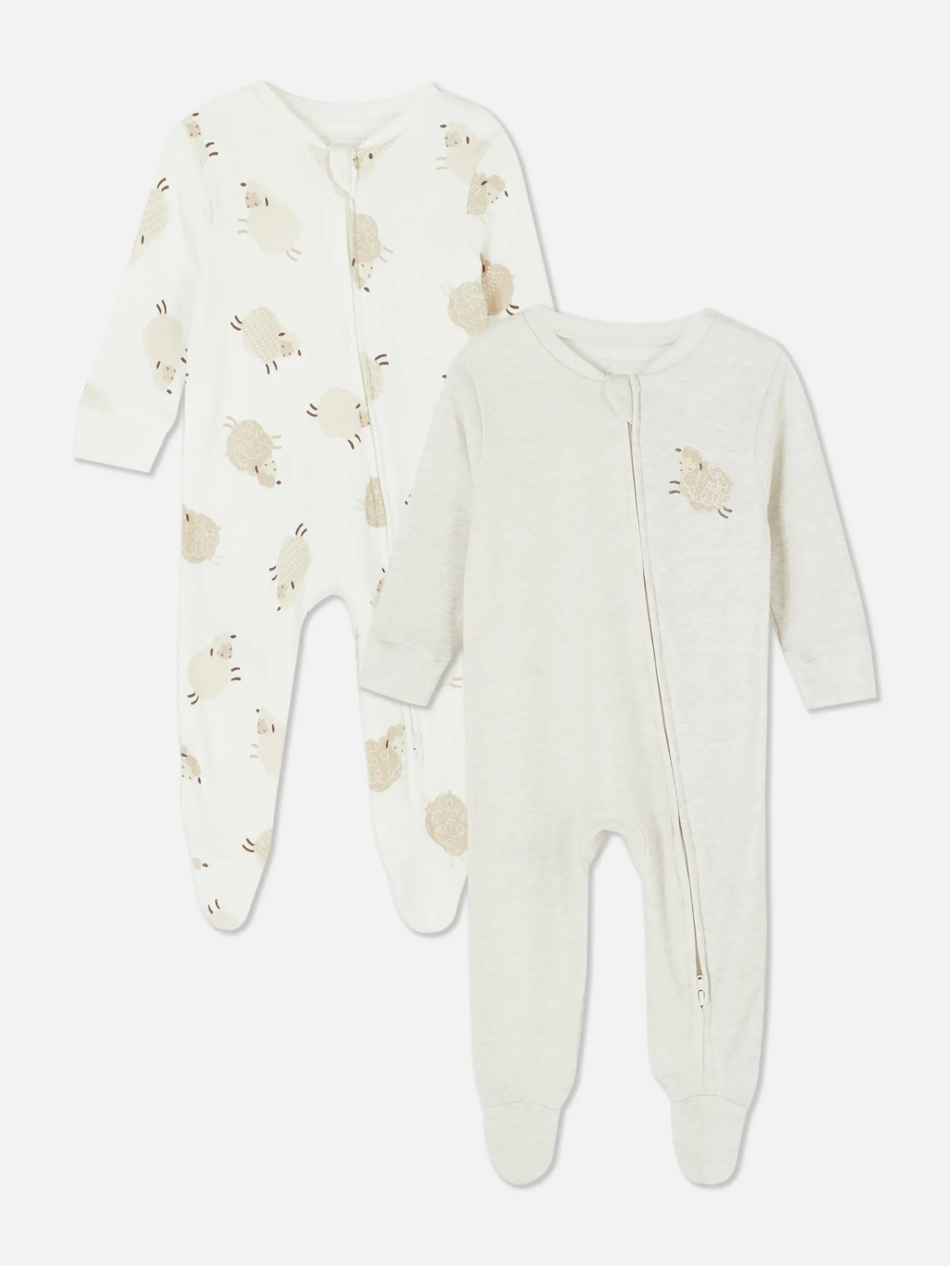 Grenouillères Et Gigoteuses|Primark Lot De 2 Grenouillères Zippées à Motif Mouton Écru
