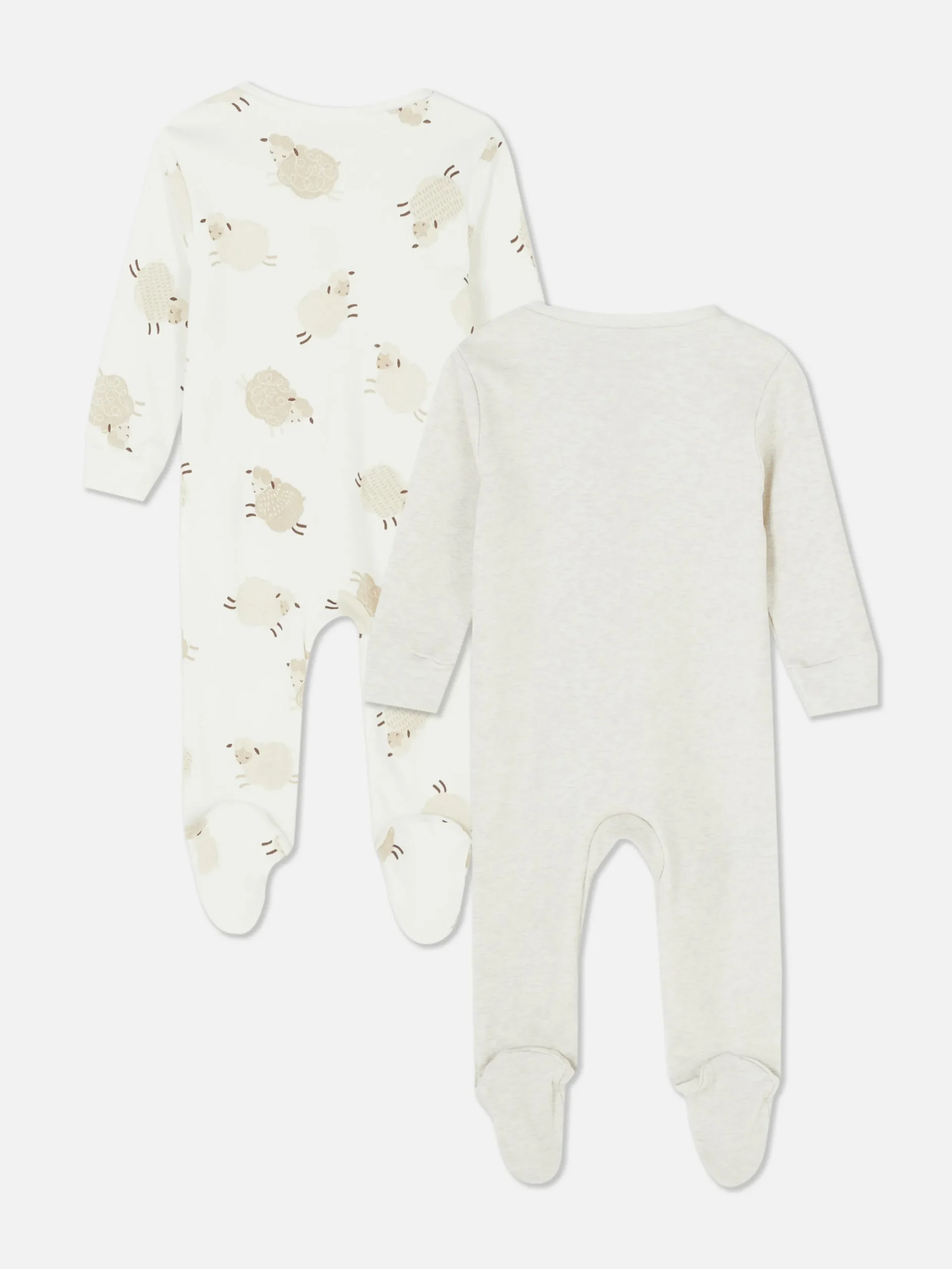 Grenouillères Et Gigoteuses|Primark Lot De 2 Grenouillères Zippées à Motif Mouton Écru