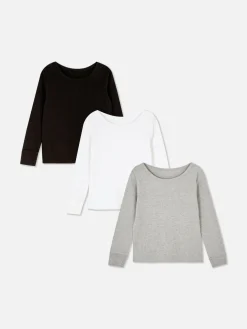 Sous-Vêtement|Primark Lot De 3 Hauts Thermiques à Manches Longues Multicolore