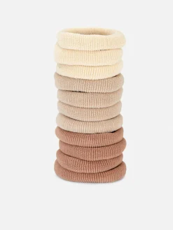 Accessoires Cheveux|Primark Lot De 20 élastiques Pour Cheveux En Tissu Côtelé Jaune