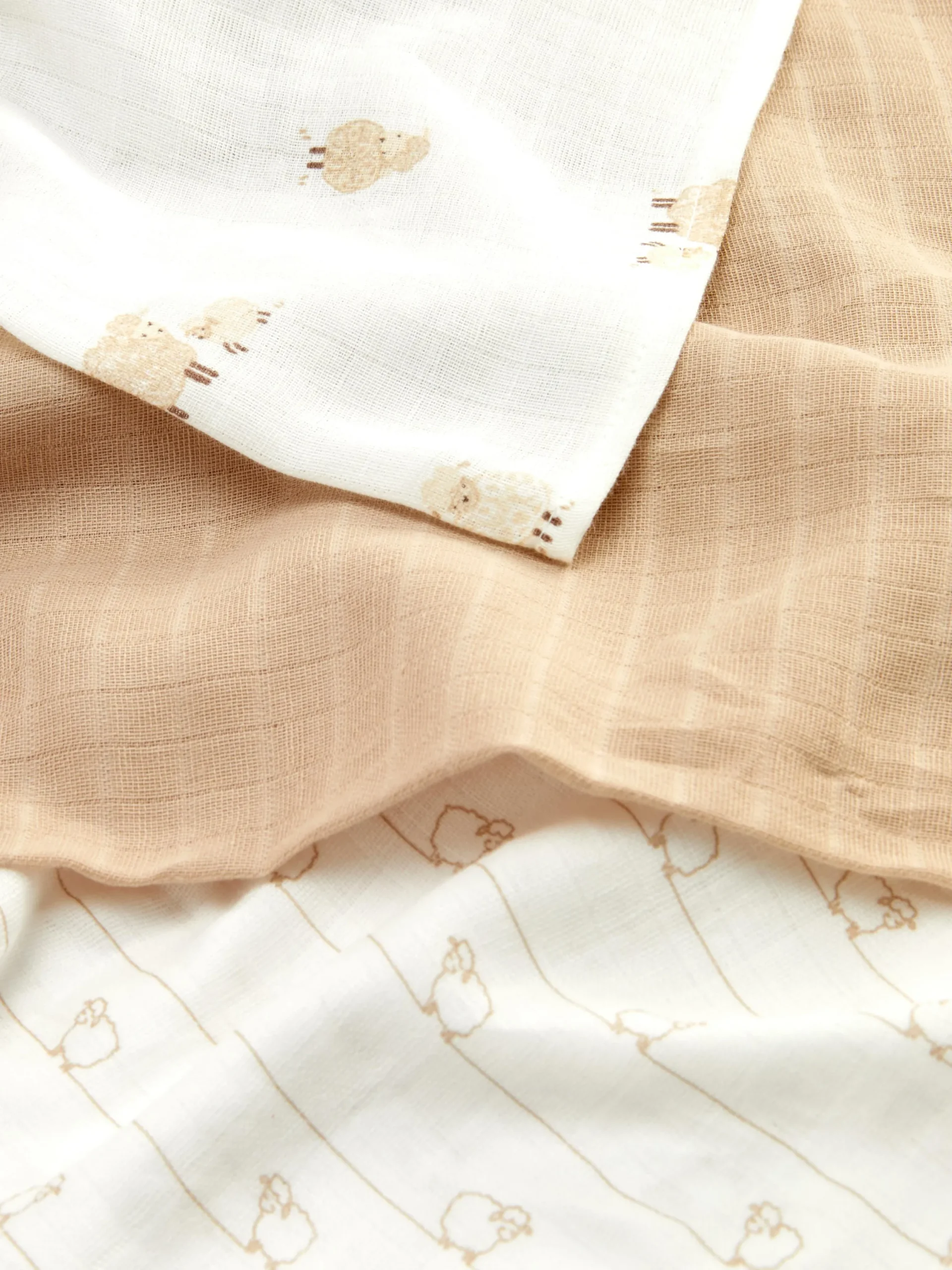 Alimentation Et Sevrage|Primark Lot De 3 Lingettes En Mousseline à Motifs Mouton Taupe