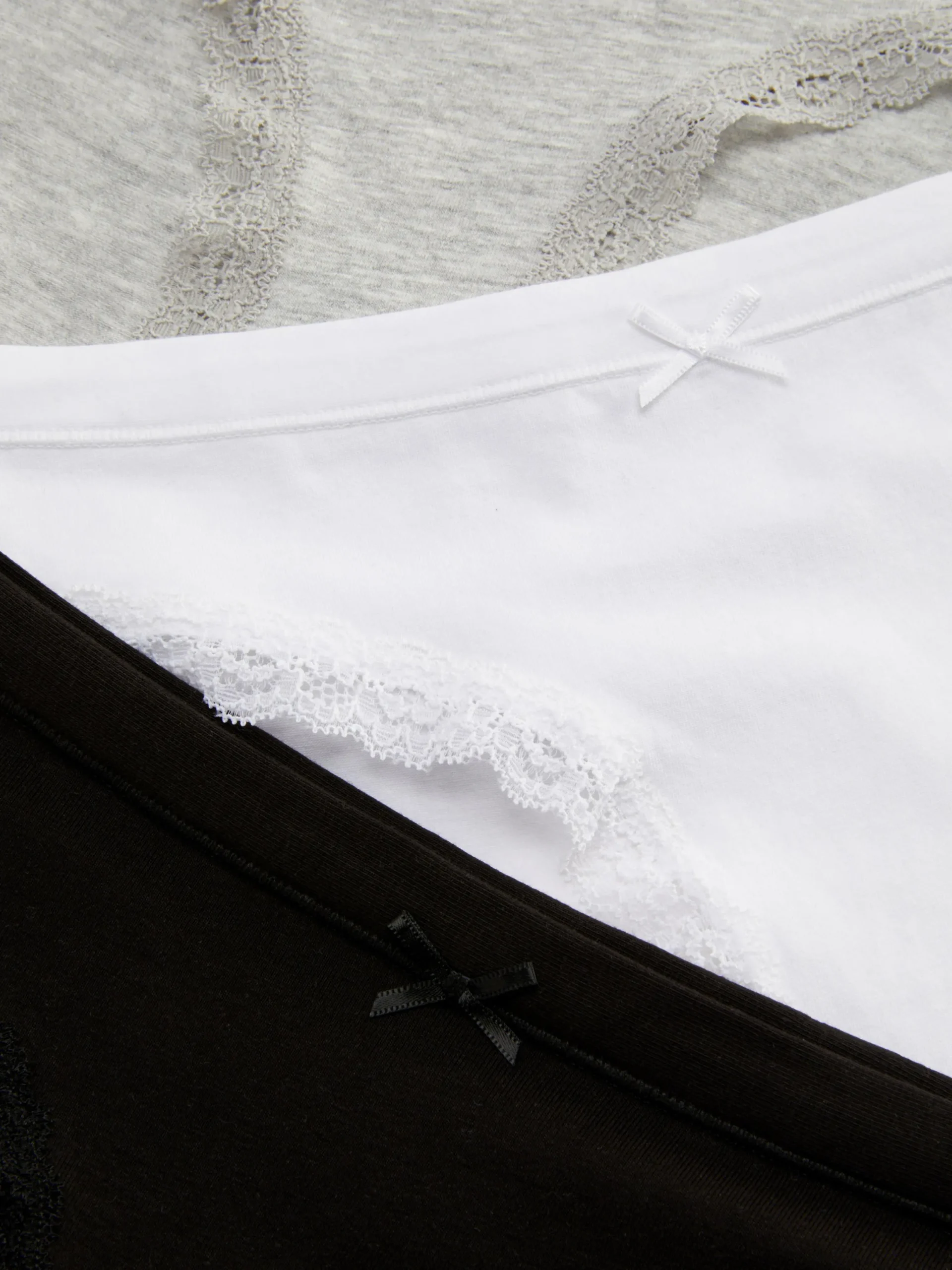 Culotte|Primark Lot De 3 Mini Culottes Avec Finitions En Dentelle Noir/Blanc