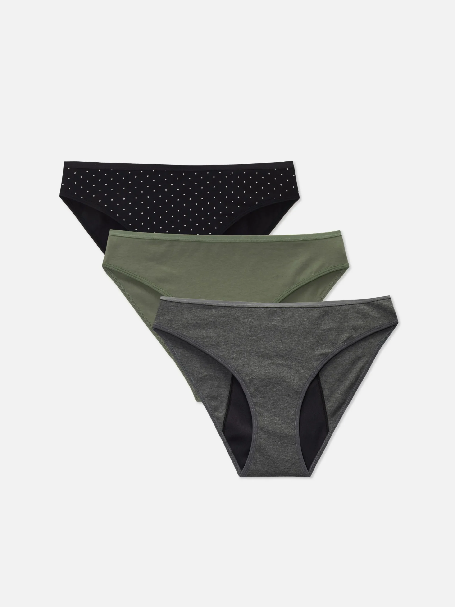 Culotte|Primark Lot De 3 Mini Culottes Menstruelles Variées Kaki
