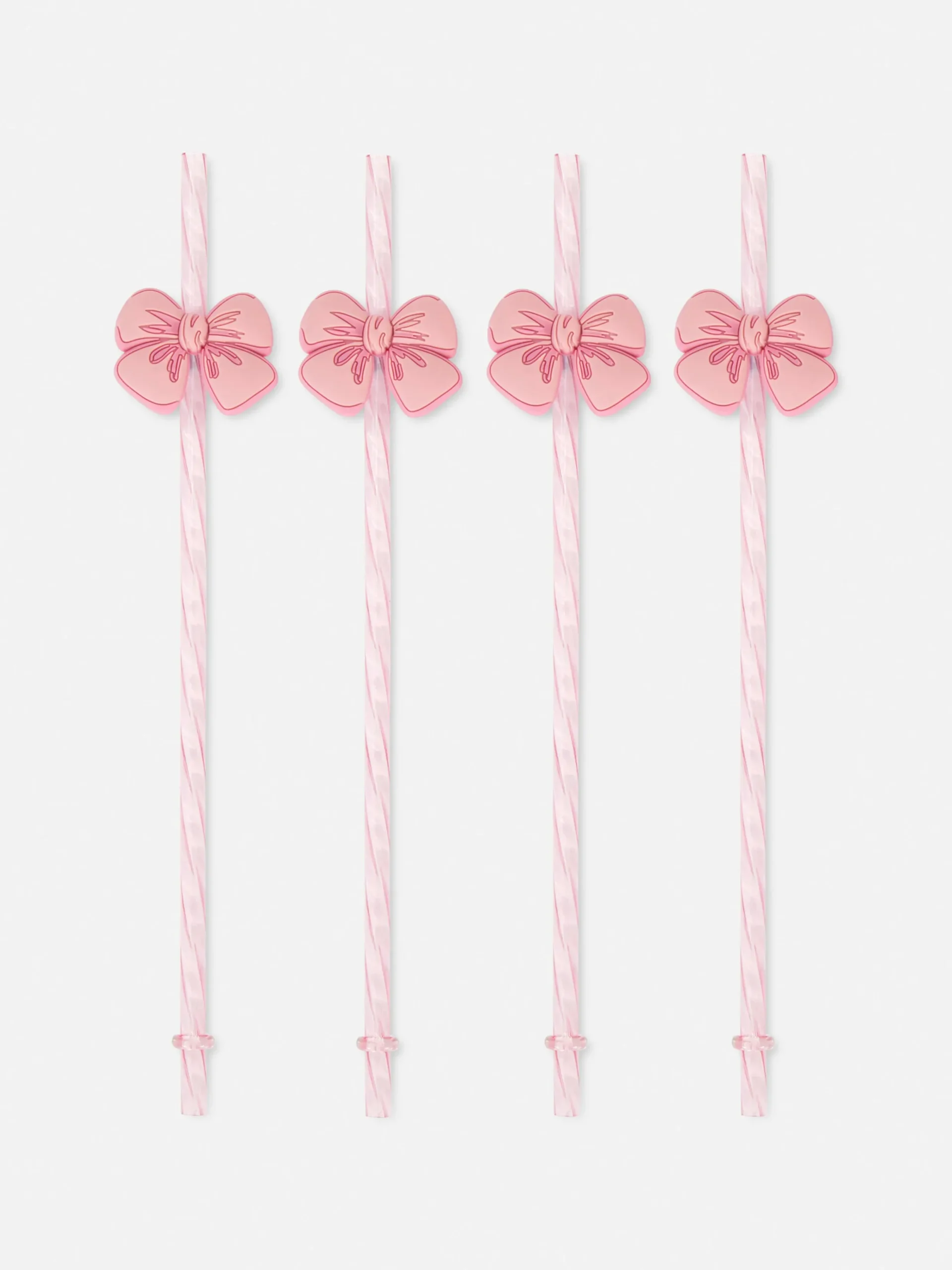 Couverts Et Ustensiles|Primark Lot De 4 Pailles Torsadées à Nœud Rose
