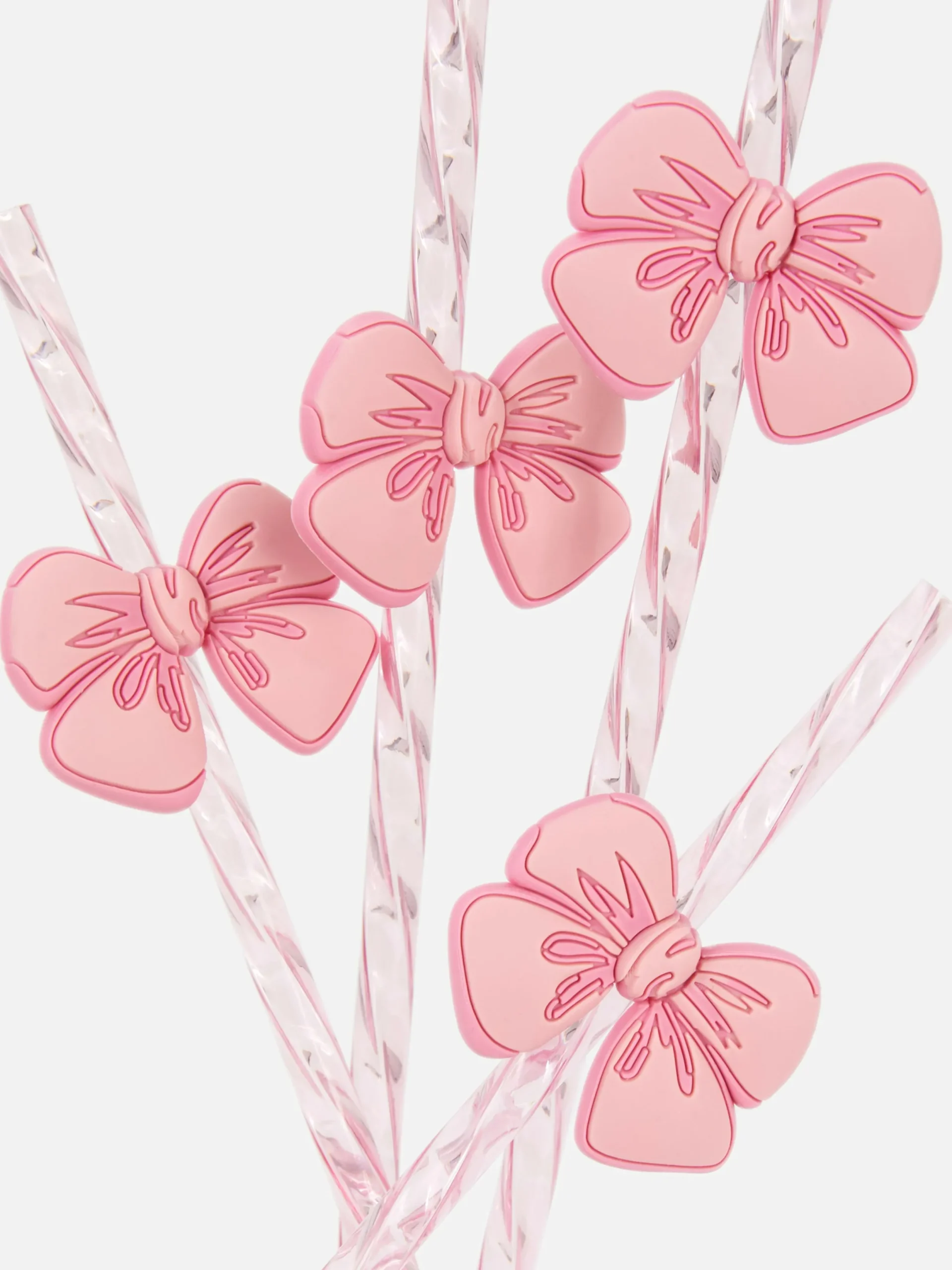 Couverts Et Ustensiles|Primark Lot De 4 Pailles Torsadées à Nœud Rose