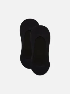 Chaussettes|Primark Lot De 2 Paires De Chaussettes Invisibles Côtelées En Microfibre Noir