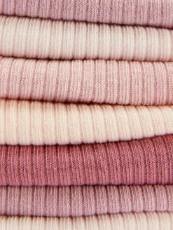 Chaussettes|Primark Lot De 7 Paires De Chaussettes Côtelées Pour Baskets Rose poudré