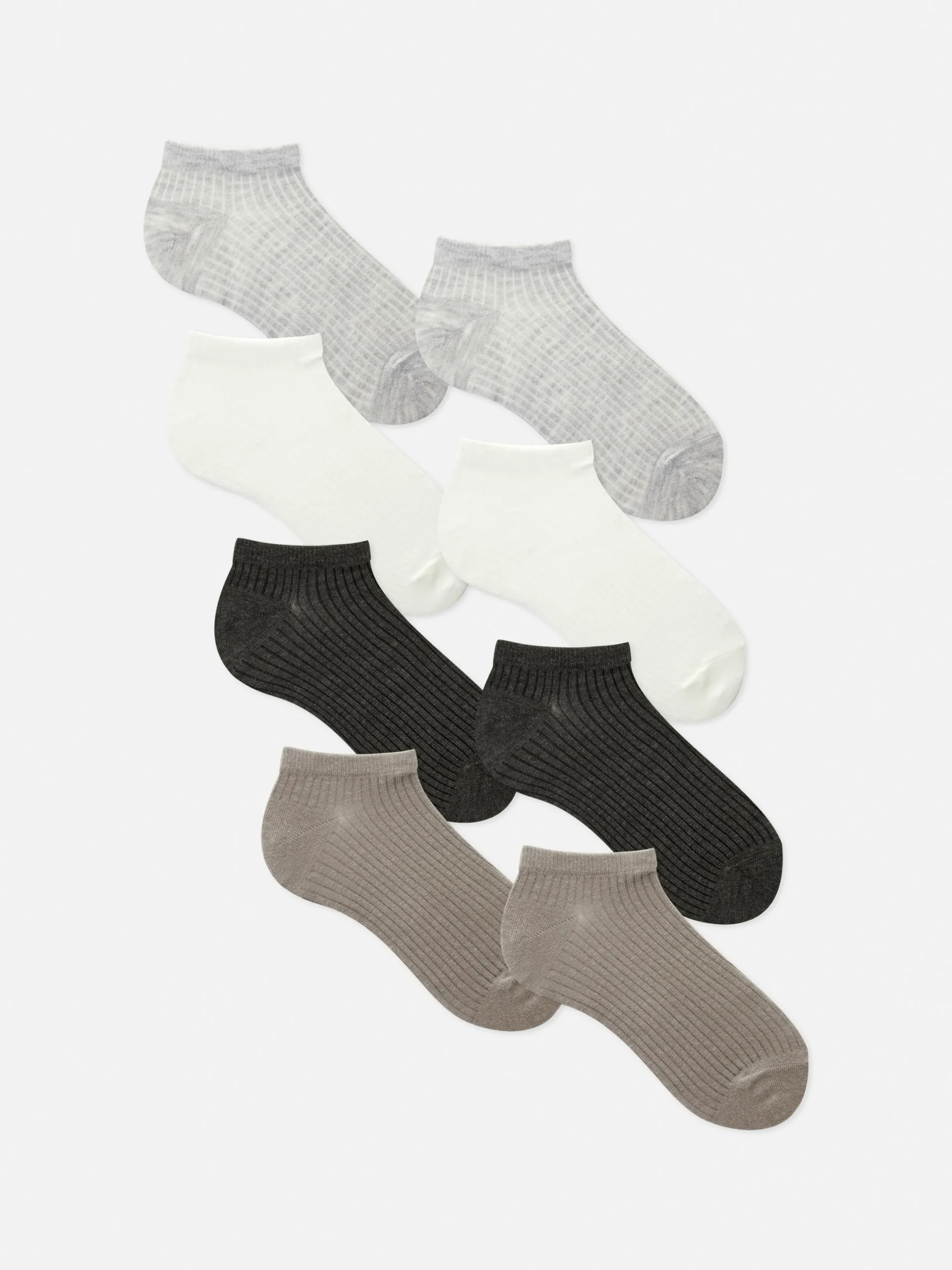 Chaussettes|Primark Lot De 7 Paires De Chaussettes De Sport Côtelées Ton Sur Ton Gris