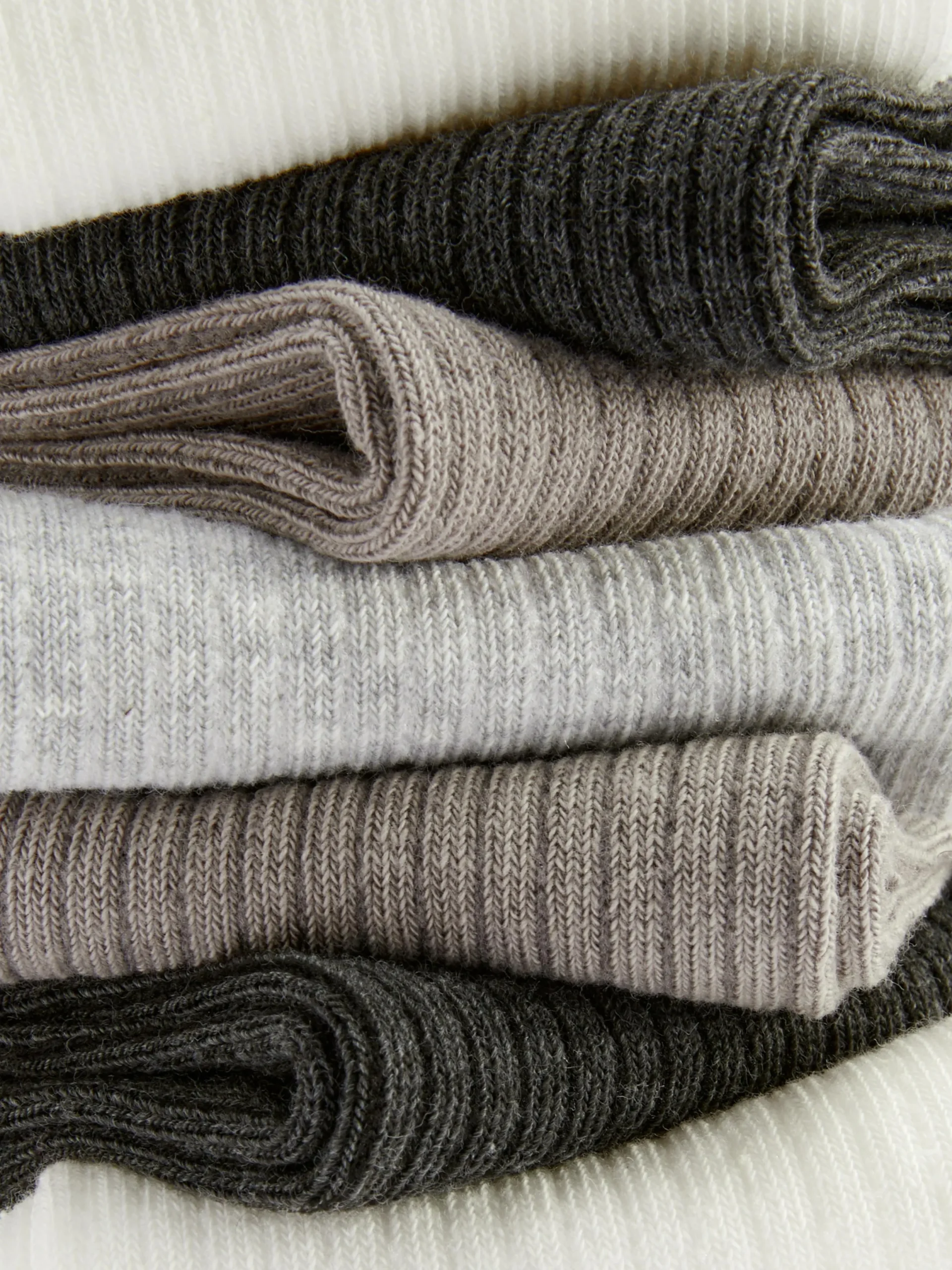 Chaussettes|Primark Lot De 7 Paires De Chaussettes De Sport Côtelées Ton Sur Ton Gris