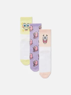 Chaussettes|Primark Lot De 3 Paires De Chaussettes Bob L'éponge Femme Jaune
