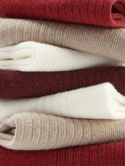 Chaussettes|Primark Lot De 7 Paires De Chaussettes Colorées Pour Baskets Rouge