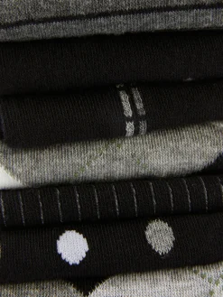 Chaussettes|Primark Lot De 7 Paires De Chaussettes à Motifs Variés Noir