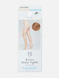 Collants|Primark Lot De 5 Paires De Collants Brillants 15 Deniers Caramel