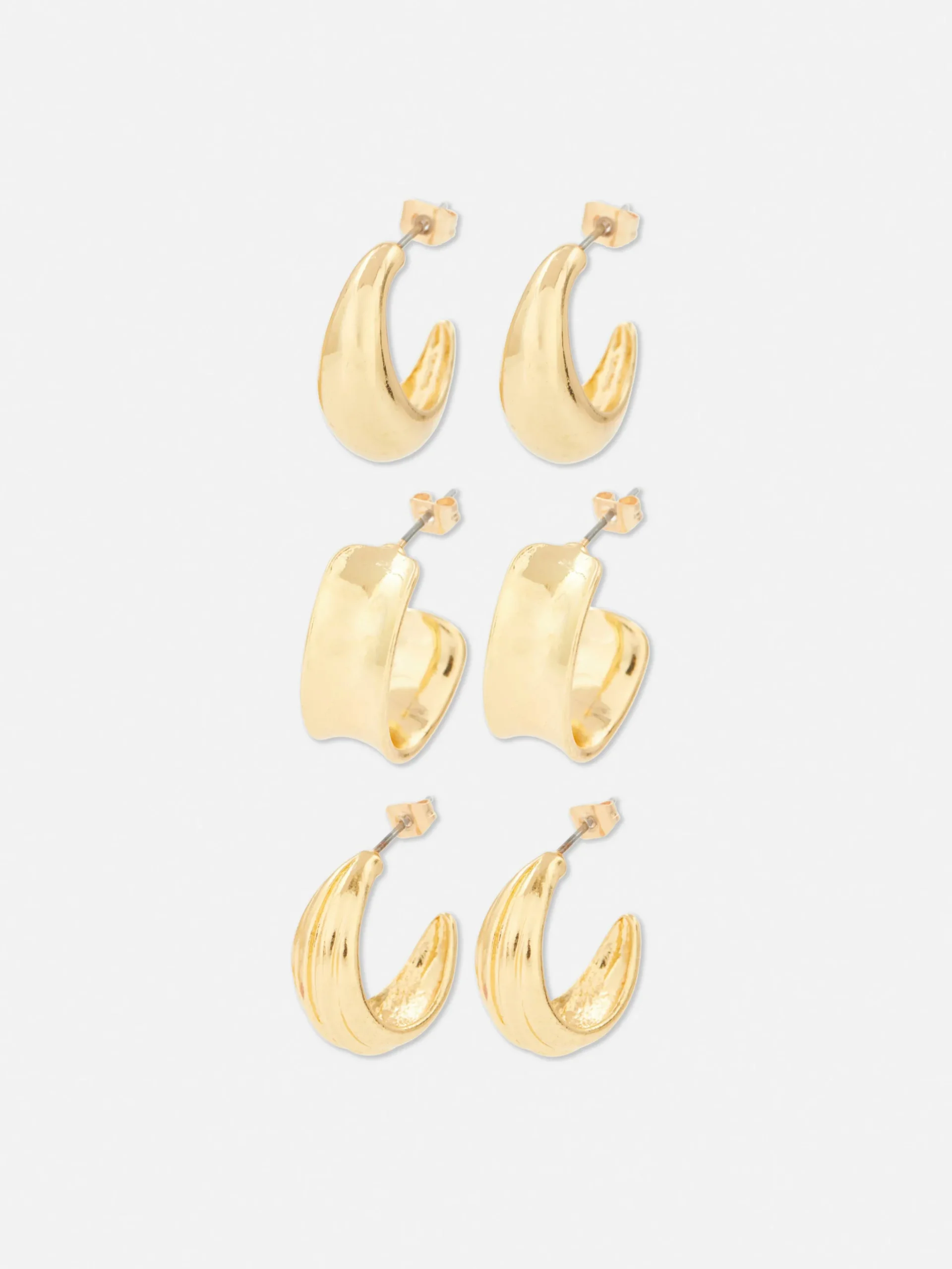 Bijoux|Primark Lot De 3 Paires De Créoles Variées Jaune