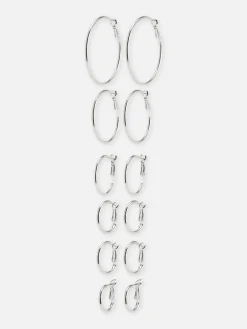 Bijoux|Primark Lot De 6 Paires De Créoles De Tailles Variées Blanc