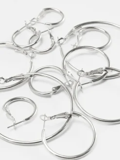 Bijoux|Primark Lot De 6 Paires De Créoles De Tailles Variées Blanc