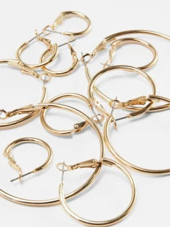 Bijoux|Primark Lot De 6 Paires De Créoles De Tailles Variées Jaune