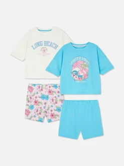 Pyjamas Et Vêtements De Nuit|Primark Lot De 2 Pyjamas Short Graphiques Blanc