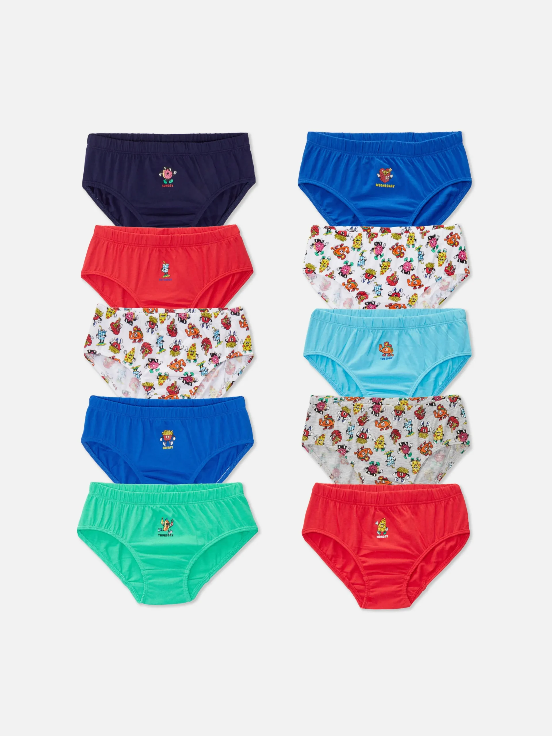 Sous-Vêtement|Primark Lot De 10 Slips à Imprimé Nourriture Multicolore