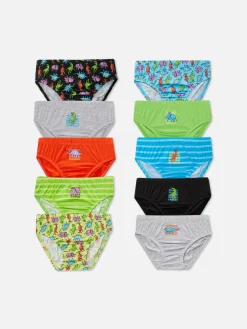 Sous-Vêtement|Primark Lot De 10 Slips Jours De La Semaine à Motif Dinosaure Multicolore