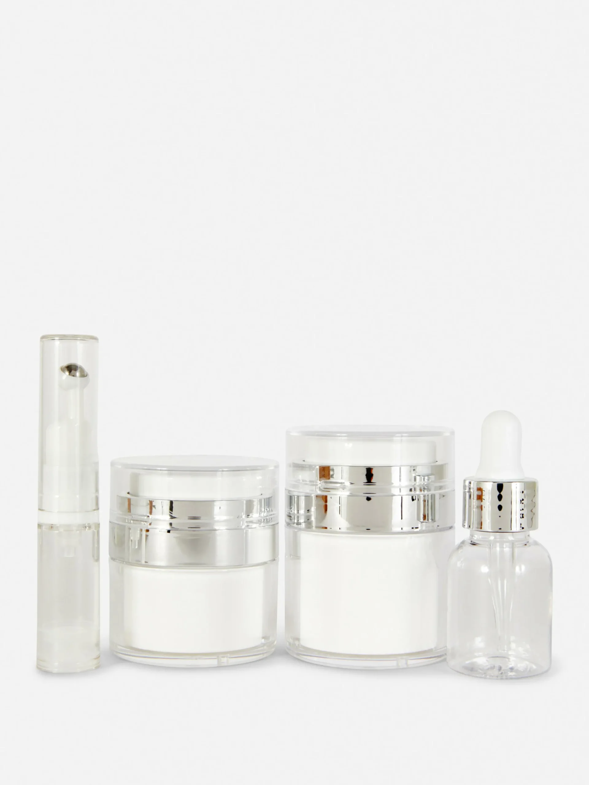 Accessoires De Soins|Accessoires Voyages|Primark Lot De 4 Soins Visage De Voyage Argent