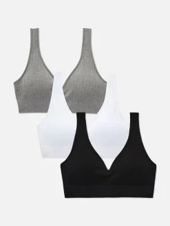 Soutiens-Gorge|Primark Lot De 3 Soutiens-gorge Côtelés à Col En V Noir
