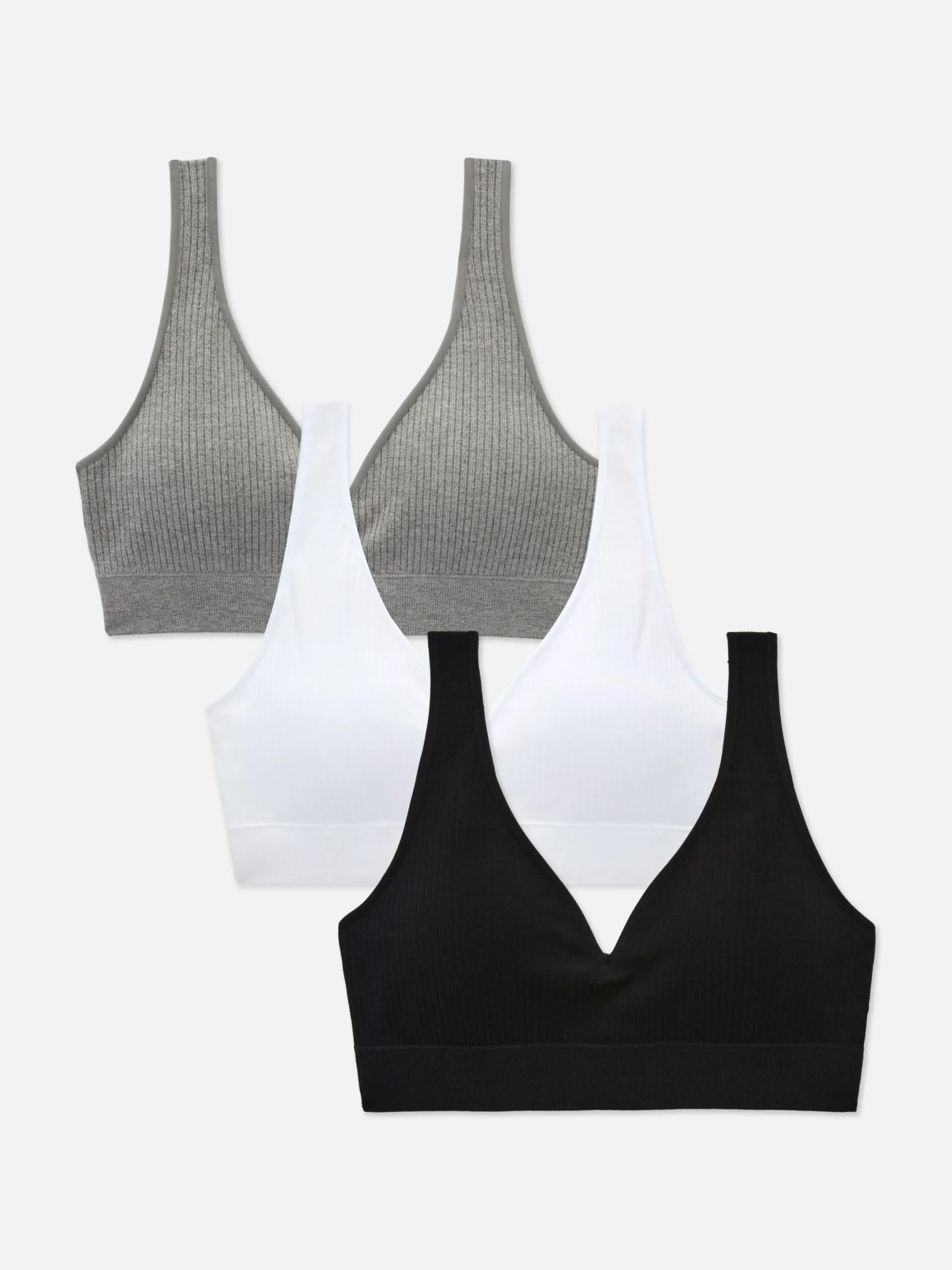 Soutiens-Gorge|Primark Lot De 3 Soutiens-gorge Côtelés à Col En V Noir