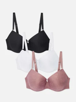 Soutiens-Gorge|Primark Lot De 3 Soutiens-gorge Moulés En Dentelle, D à G Noir