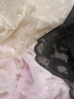 Culotte|Primark Lot De 3 Strings Bandeau En Dentelle Florale Anthracite