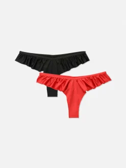 Culotte|Primark Lot De 2 Strings En Satin Léger Rouge