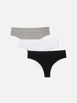 Culotte|Primark Lot De 3 Strings Sans Couture Noir/Blanc