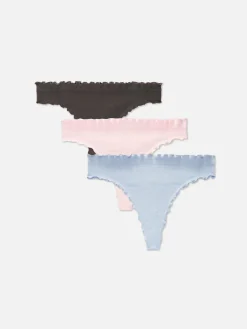 Culotte|Primark Lot De 3 Strings Sans Coutures à Bords Ondulés Bleu clair