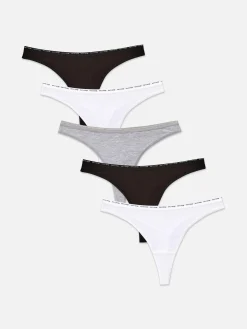 Culotte|Primark Lot De 5 Strings Stretch Tendance Noir